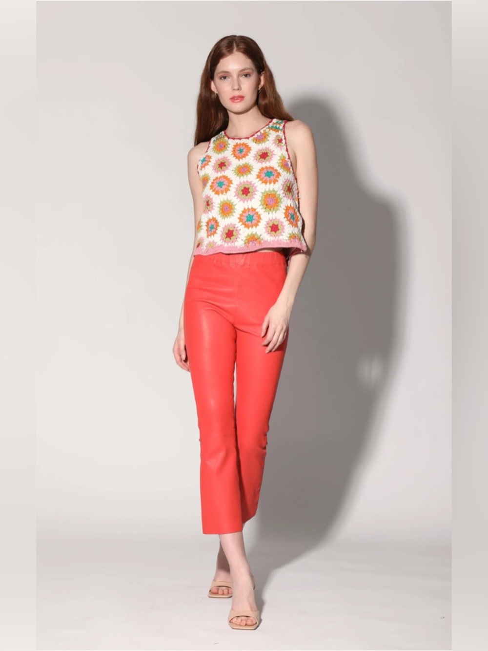 Walter baker genuine leather Lori stretch pants BNWT xs coral $800 retail!